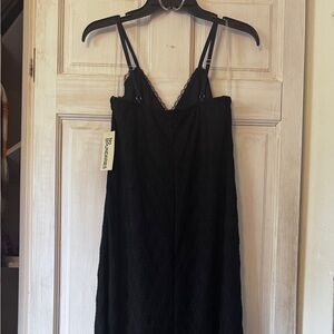 Full Length Fancy Black Slip Dress with Lace Detail. No Boundaries. Maxi M 8-10